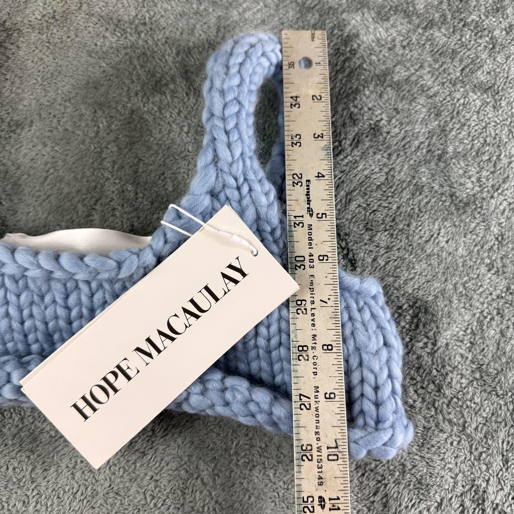 Hope Macaulay Crop Top XL Blue Chunky Knit Handmade Ireland Designer Tank Bralet - Picture 3 of 7